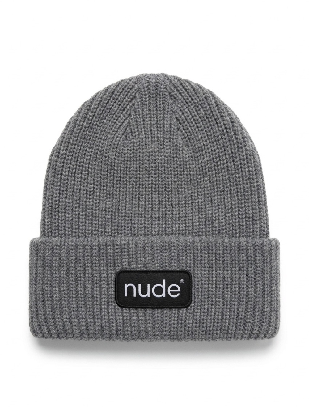 NUDE Charcoal Grey Ribbed Fold-Over Beanie